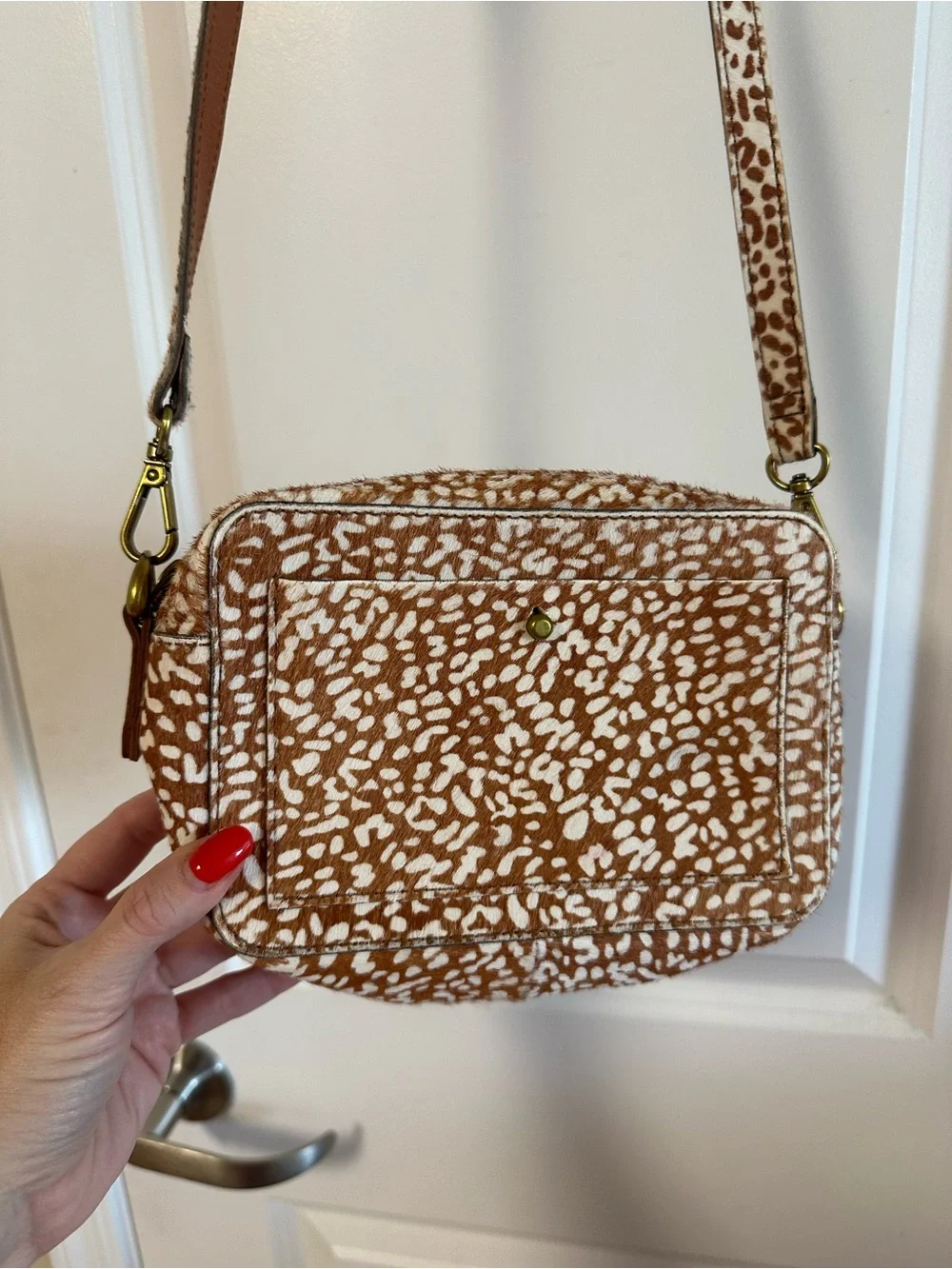 Madewell The Transport Camera Bag: Animal Spot Calf Hair Edition